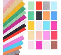 A4 Glitter Cardstock - 250gsm Thick Paper, Assorted Colours, No Fallout Glitter, for DIY Card Making, Wedding Invitations, Craft Projects (Foil Sparkle)(Mixed Color,20 Sheets)