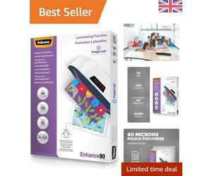 A4 Glossy Laminating Pouches - 100 Sheets, 160 Micron for Document Protection