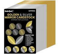 A4 Golden & Silver Mirror Cardstock - 26 Sheets (13 Gold+13 Silver), 250gsm/92lb Metallic Foil Reflective Card Paper for Crafts Decoration UAP19MX26