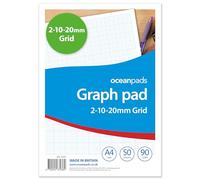 A4 Graph Pad 2-10-20mm Grid - Ocean Pads (70369)