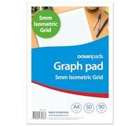 A4 Graph Pad 5mm Isometric Grid - 50 Sheets 90gsm Graph Paper for Technical Drawing, Engineering, Design & Drafting - Ocean Pads (70383)