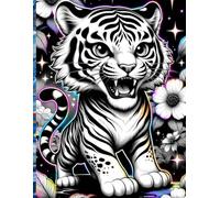 A4 Graph Paper Notebook - Cute Neon Baby Fierce Tiger Cover (Multicolor Glow) - Grid Journal for Math, School, Engineering & Notes: Large A4 Grid ... Drawing, Planning & Technical Work