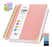 A4 Graph Paper Notebook, Spiral Grid Squared Notepad, Hardcover Leather Journal 300 Pages, 100GSM Thick Grid Paper Notebook, Large Graphing Notebook Journal for Women Writing Engineering School Work