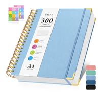 A4 Graph Paper Notebook, Spiral Grid Squared Notepad, Hardcover Leather Journal 300 Pages, 100GSM Thick Grid Paper Notebook, Large Graphing Notebook Journal for Women Writing Engineering School Work