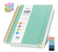 A4 Graph Paper Notebook, Spiral Grid Squared Notepad, Hardcover Leather Journal 300 Pages, 100GSM Thick Grid Paper Notebook, Large Graphing Notebook Journal for Women Writing Engineering School Work