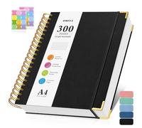 A4 Graph Paper Notebook, Spiral Grid Squared Notepad, Hardcover Leather Journal 300 Pages, 100GSM Thick Grid Paper Notebook, Large Graphing Notebook Journal for Women Writing Engineering School Work