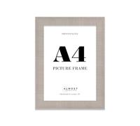 A4 Grey Picture Frame - Rustic Wood Industrial Effect Photo Frame for Wall Display, Ideal for Posters, Prints & Home Décor, Wall Hooks and Kickstand, 32mm Edge - 1 Pack