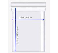 A4 Grip Seal Bags | 9 x 12.75 INCH | 229 x 324mm | Plain Transparent Bags | (50)
