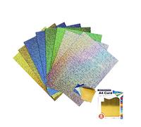 A4 Holographic Card, Pack of 8 Sheets, Standard A4 Card, in 4 Colours. Including Gold, Silver, Green and Blue, 210GSM for Art and Crafts (Holographic)