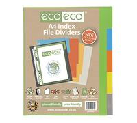 A4 Index File Dividers - Set of 5 Blank Extra Wide Width Coloured Coded Tabs, Strong Plastic Ideal for Home, Office, Business, Professional, Organise Documents by 4 Square - 89072 (12 Sets)