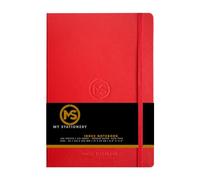 A4 Index Notebook Hardback Leatherette Cover 8mm Ruled Margin A-Z Tabs 212 Pages 100 GSM White Paper - 21 X 29 CM Notebook (Red)