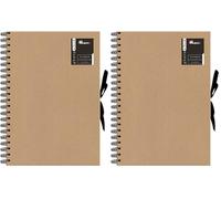 A4 Kraft Ribbon Fastener Scrapbooking Album Photos Wiro Bound Display Book 40 Sheets-21cmx29.7cm (Pack of 2)