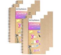 A4 Kraft Ribbon Scrapbook, Brown, Pack of 6, 40 Sheets (80 Pages), Craft Paper Scrapbooking Albums, Eco-Friendly Memory Book Photo Album, Scrapbook, Art Books