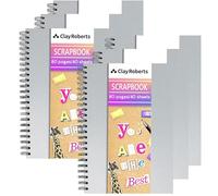 A4 Kraft Ribbon Scrapbook, Grey, Pack of 6, 40 Sheets (80 Pages), Craft Paper Scrapbooking Albums, Eco-Friendly Memory Book Photo Album, Scrapbook, Art Books