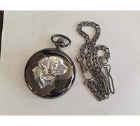 A4 Labrador’s Head polished black case mens GIFT quartz pocket watch fob made in sheffield