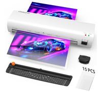 A4 Laminator, 4 in 1 Compact & Portable Thermal and Cold Laminator with 15 Laminating Pouches, ABS Jam Release for Document Photo Protection, No Bubbles for Home Office School Use,White