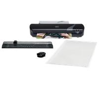 GBC Inspire+/Rexel 4-in-1 A4 Laminator Machine Set with Paper Cutter, Corner Rounder, 5 Laminating Pouches A4, Quick 4-Min Warm-Up time, Cold Lamination Setting, Ideal for Home/School, Black (4410035)