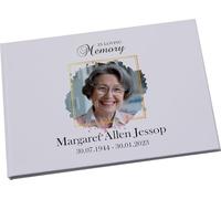 A4 Large Personalised Funeral Condolence Memorial Book with Photo