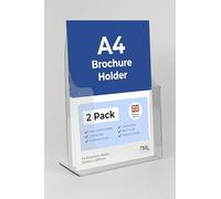 A4 Leaflet Holder Dispenser Free Standing Size (2 Pack) Clear Polypropylene Brochure Display Stand for Retail Office Reception Counter Desktop Literature Rack