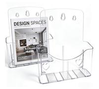 A4 Leaflet Holder, Vurixfo 2 Pack Acrylic Clear Brochure Holder with Hanging Hole Freestanding Flyer Stand Wall Mounted Booklet Holders Table Brochure Stand for Counter Office Restaurants Reception