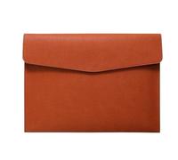 A4 Leather Conference Folder Expanding File Organizer Faux Leather Document Storage Bag Multi Color Business Portfolio (Brown)