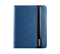 A4 Leather Conference Folder, Zipped Conference Folder Portfolio Document Holder with 8000 mAh Powerbank and Wireless Charging, Organizer Folder for Meeting, Travel (Blue)