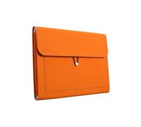 A4 Leather Document Bag,File Folder,Business File Bag,PU Document Pouch,Unisex Document Case,Portable Portfolio Folders,Handheld File Packages,Large Capacity,Waterproof and Moisture Proof (Orange)