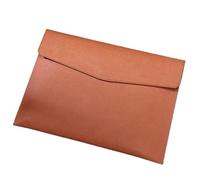 A4 Leather File Bag Large-Capacity Thickened Business Data Storage Zipper Tablet Document Office Envelope Holder(Brown)
