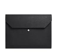 A4 Leather File Folder Invoice File Zip Lock Bag A4 Briefcase Contract for Daily Office Use(Noir)