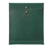 A4 Leather File Folder Simple Big Capacity Document Bag Briefcase Data Contract Bill Office Paper Organizer(Green)