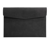 A4 Leather File Folder Simple Big Capacity Document Bag Briefcase Data Contract Bill Office Paper Organizer for Business Interview and Meeting(Black)