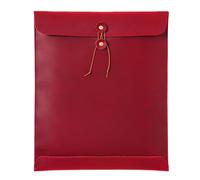 A4 Leather File Folder Simple Big Capacity Document Bag Briefcase Data Contract Bill Office Paper Organizer(Red)