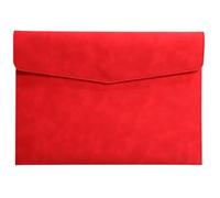 A4 Leather File Folder Simple Big Capacity Document Bag Briefcase Data Contract Bill Office Paper Organizer(Red)