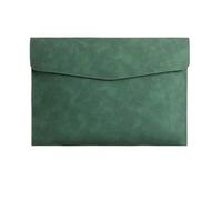 A4 Leather File Folder Simple Big Capacity Document Bag Briefcase Data Contract Office Paper Organizer Envelope Holder(Green)