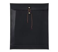 A4 Leather File Folder Simple Big Capacity Document Bag Fashion Briefcase Data Contract Bill Office Paper Organizer for Business Interview and Meeting(Black)