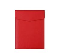 A4 Leather File Folder Simple Large Capacity Document Bag Briefcase Data Contract Bill Office Paper Organizer Envelope File Holder(Red)