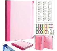 A4/Letter Expandable Folio Document Organizer, Accordion File Folder with Multi-Pocket, in Case I Go Missing Binder for Contracts, Receipts & Office Travel Use Pink
