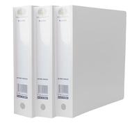A4 Lever Arch File 2-O-Ring Mechanism White Colour PP Document Organiser Folder 65mm Display Divider Finger Pull Stationery Office Metal Ring Document Storage File Office Schools (Set of 3)