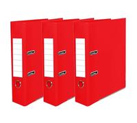 A4 Lever Arch File | 75mm Spine, Large Capacity, Plastic Cover, Metal | Easy to Document Organizing Ring Binder Folder | Ideal for Office Filing, Document Storage, School | RED | (3 PCS)