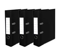 A4 Lever Arch File | 75mm Spine, Large Capacity, Plastic Cover, Metal | Easy to Document Organizing Ring Binder Folder | Ideal for Office Filing, Document Storage, School | Black | (3 PCS)