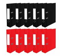 A4 Lever Arch File Folder, Heavy Duty Ring Binder, Large Capacity Document Organiser, Durable Heavy Duty Paperwork Binders for School, Office File for Documents - (Black and Red, Set of 10)