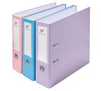 A4 Lever Arch Files 3 Pack Assorted Pastel Colors (Pink Lilac Blue) Durable Plastic on Board, Locking Mechanism, Replaceable Spine Labels, Ring Binder, Office File Organizer (3 Pack)