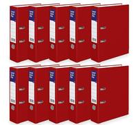 A4 Lever Arch Files for Paperwork, Metal Thumb Ring, Archive Document Folder | Large Ring Binders for Office, School & Home Filing (Red, Pack of 10)