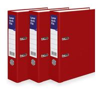 A4 Lever Arch Files for Paperwork, Metal Thumb Ring, Archive Document Folder | Large Ring Binders for Office, School & Home Filing (Red, Pack of 3)
