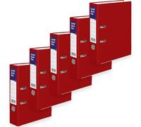 A4 Lever Arch Files for Paperwork, Metal Thumb Ring, Archive Document Folder | Large Ring Binders for Office, School & Home Filing (Red, Pack of 5)