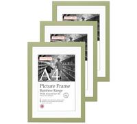 A4 Light Green Picture Frame Set of 3, Perfect for Displaying A5 Pictures with Mount or A4 Pictures Without Mount, Gallery Wall, Posters, Photos, Artwork, or Prints, Light Green