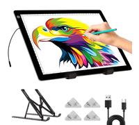 A4 Light Pad - Diamond Painting Light Board with Stand, Stepless Dimmable 3 Levels Brightness Tracing Light Box with Type-C Cable, Ultra-Thin LED Light Pad for Weeding Vinyl Drawing Diamond Painting