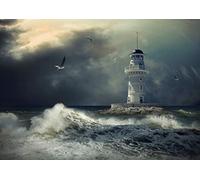 A4| Lighthouse Poster Print Size A4 Stormy Weather Poster #8560