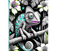 A4 Lined Notebook - Cute Neon Chameleon Cover - Large Ruled Journal for School, Writing, Notes and Daily Use: Large A4 Ruled Notebook with Smooth ... Journaling, Note-Taking, and Daily Writing