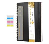 A4 Lined Notebook With Removable Ruler, Spiral Bound,Waterproof PVC Cover For School Office Home